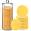 120 Pcs Compressed Facial Sponges Natural Face Exfoliator Disposable Face Sponges for Cleansing Round Soft Facial Scrubber Pads with Storage Container for Makeup Removal Esthetician Supplies Travel view 1