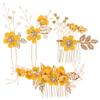 FOMIYES Bridal Hair Comb and Pins Set, Yellow Flower Headpiece for Wedding, Party, and Evening, 4 Pieces Zinc Alloy Hair Accessories view 1