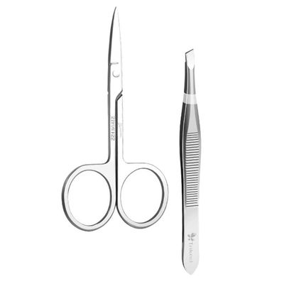 Beavorty 1set Creative Eyebrow Scissor and Tweezer Professional Stainless Steel Brow Grooming Tools for Precise Shaping and Trimming for Personal and Salon Use