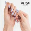 DUKASOU Semi Cured Gel Nail Strips, Colorful | 28 pcs Gel Nail Strips Work with Any UV Lamp, Salon Quality UV Nails Stickers, Easy to Apply for Home Nails DIY view 3