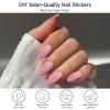 DUKASOU Semi Cured Gel Nail Strips, Pink Purple | 28 pcs Gel Nail Strips Work with Any UV Lamp, Salon Quality UV Nails Stickers, Easy to Apply for Home Nails DIY view 2