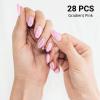 DUKASOU Semi Cured Gel Nail Strips, Gradient Pink | 28 pcs Gel Nail Strips Work with Any UV Lamp, Salon Quality UV Nails Stickers, Easy to Apply for Home Nails DIY view 2