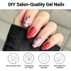 DUKASOU Semi Cured Gel Nail Strips, Red | 28 pcs Gel Nail Strips Work with Any UV Lamp, Salon Quality UV Nails Stickers, Easy to Apply for Home Nails DIY view 2