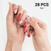 DUKASOU Semi Cured Gel Nail Strips, Red | 28 pcs Gel Nail Strips Work with Any UV Lamp, Salon Quality UV Nails Stickers, Easy to Apply for Home Nails DIY view 4