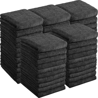 Shimeyao 36 Pack Bleach Proof Towels Microfiber Absorbent Bleach Resistant Hair Quick Dry Towels Bulk for Gym Bath Spa Home Hair Drying, 16 x 27 Inches (Black)