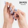 DUKASOU Semi Cured Gel Nail Strips, Navy Blue | 28 pcs Gel Nail Strips Work with Any UV Lamp, Salon Quality UV Nails Stickers, Easy to Apply for Home Nails DIY view 2