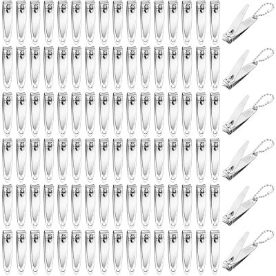 200 Pieces Nail Clippers Bulk Stainless Steel Fingernails Cutters Pointed Toenail Trimmers Manicure Pedicure Tool Set with Key Chains for Kids Men and Women