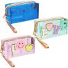 Amylove 3 Pcs Summer Preppy Makeup Bag Stuff Clear Cosmetic Preppy Bags Portable Cosmetic Summer Accessories for Teen Girls Women Gift Travel (Love, Lightning, Patterns) view 1