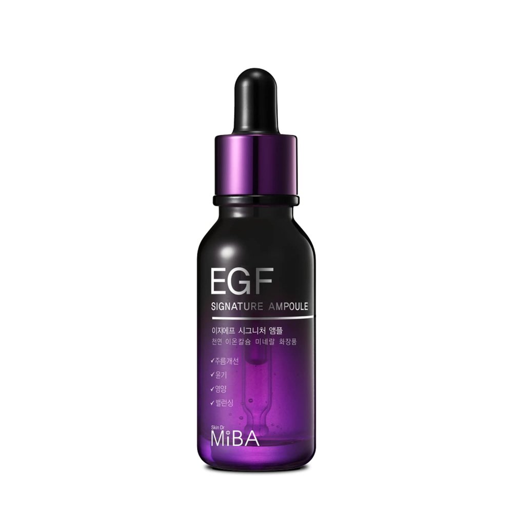 MIBA EGF Signature Ampoule 20ml / 0.68 fl.oz Skin apex that wakes up with one drop, EGF peptides, Night Serum, Watery, Light Texture