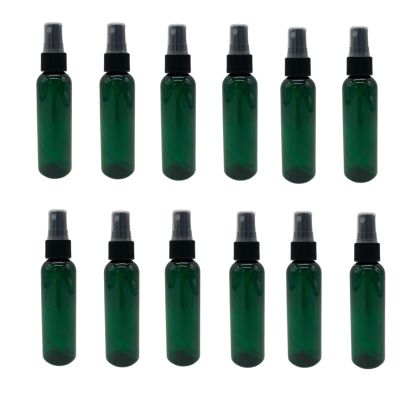 Natural Farms 2 oz Green Cosmo Plastic Spray Bottles -12 Pack Empty Spray Bottle Refillable - BPA Free - Essential Oils - Aromatherapy | Black Fine Mist Sprayers with Dust Caps - Made in the USA