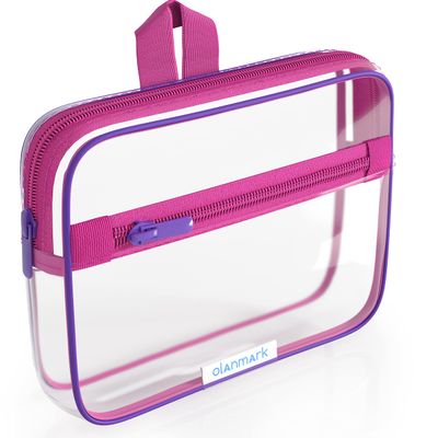 TSA Approved Toiletry Bag 3-1-1 Kids Toiletry Travel Bag with Handle - Quart Size Bag with Zipper - Carry-on Luggage Clear Bag for Liquids - Airport Airline TSA Compliant Color Mix Pink & Purple
