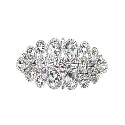 Faship Gorgeous Clear Rhinestone Crystal Floral Hair Barrette Clip