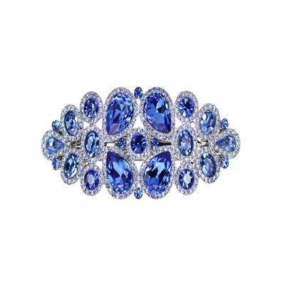 Faship Gorgeous Blue Rhinestone Crystal Floral Hair Barrette Clip
