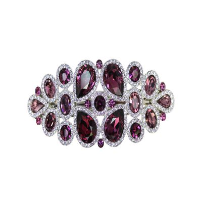 Faship Gorgeous Purple Rhinestone Crystal Floral Hair Barrette Clip