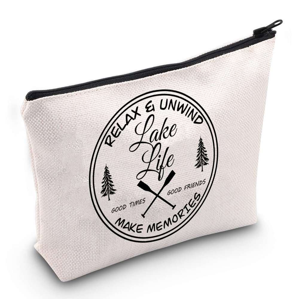 JXGZSO Lake Bag Lake Life Gift Summer Vacation Cosmetic Bag Lake Life Toiletry Bags (Relax B)