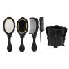 Beaupretty Hair Care Tool Set - Vintage Handheld Mirror, Wide Detangling Hair Brush, 4 Piece Hair Comb Set, Hair Organizer Storage - Black view 1