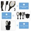 Beaupretty Hair Care Tool Set - Vintage Handheld Mirror, Wide Detangling Hair Brush, 4 Piece Hair Comb Set, Hair Organizer Storage - Black view 2
