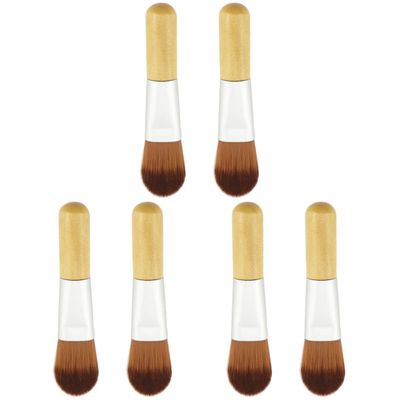 Beavorty 6pcs Foundation Makeup Brush Makeup Mini Foundation Brush Short Wooden Handle Cosmetic Brush Makeup Tool for Women Travel Home