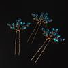 JWICOS Bridal Wedding Crystal Hair Pins Bride Hair Pieces Wedding Hair Accessories for Women and Girls Pack of 3 Blue gold view 2