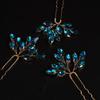 JWICOS Bridal Wedding Crystal Hair Pins Bride Hair Pieces Wedding Hair Accessories for Women and Girls Pack of 3 Blue gold view 3