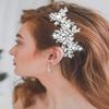 Jeairts Rhinestone Wedding Hair Comb Leaf Bridal Flower Headpiece Glitter Crystal Hair Accessories for Women(A-Silver) view 1