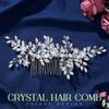 Jeairts Rhinestone Wedding Hair Comb Leaf Bridal Flower Headpiece Glitter Crystal Hair Accessories for Women(A-Silver) view 2
