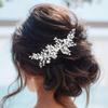 Jeairts Rhinestone Wedding Hair Comb Leaf Bridal Flower Headpiece Glitter Crystal Hair Accessories for Women(A-Silver) view 3