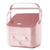 LINFIDITE Cosmetic Storage Box with Lid Waterproof&Dustproof Makeup Organizer Box Portable Handle,Large Makeup Display Case with Drawers Fully Open Lid,Great for Bathroom Countertop Bedroom Dresser view 1