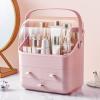 LINFIDITE Cosmetic Storage Box with Lid Waterproof&Dustproof Makeup Organizer Box Portable Handle,Large Makeup Display Case with Drawers Fully Open Lid,Great for Bathroom Countertop Bedroom Dresser view 2