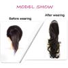 Ponytail Extension Long Curly Wave Claw Clip In Hairpiece FACE MIRACLE Synthetic Claw Clip Pony Tails for Women Jaw Clip In Ponytails for Girls (22 Inches, 26/12# Dark Ash Blonde & Brown Auburn) view 4