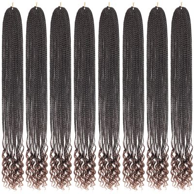 144 Strands Goddess Crochet Box Braids with Curly Ends 24 Inch Pre Looped Box Braids Crochet Hair 8 Packs Curly Crochet Braids for Black Women
