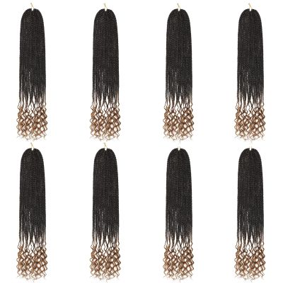 144 Strands Goddess Crochet Box Braids with Curly Ends 24 Inch Pre Looped Box Braids Crochet Hair 8 Packs Curly Crochet Braids for Black Women