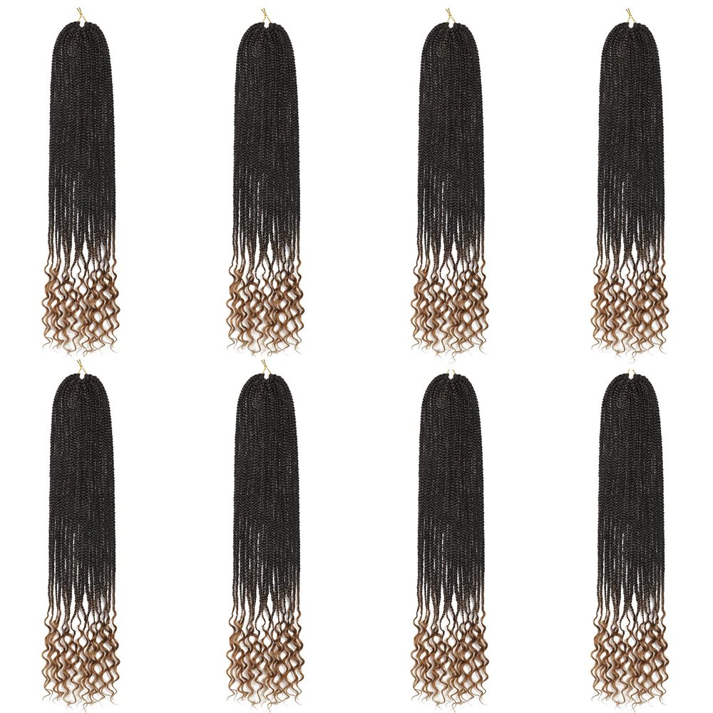 144 Strands Goddess Crochet Box Braids with Curly Ends 24 Inch Pre Looped Box Braids Crochet Hair 8 Packs Curly Crochet Braids for Black Women