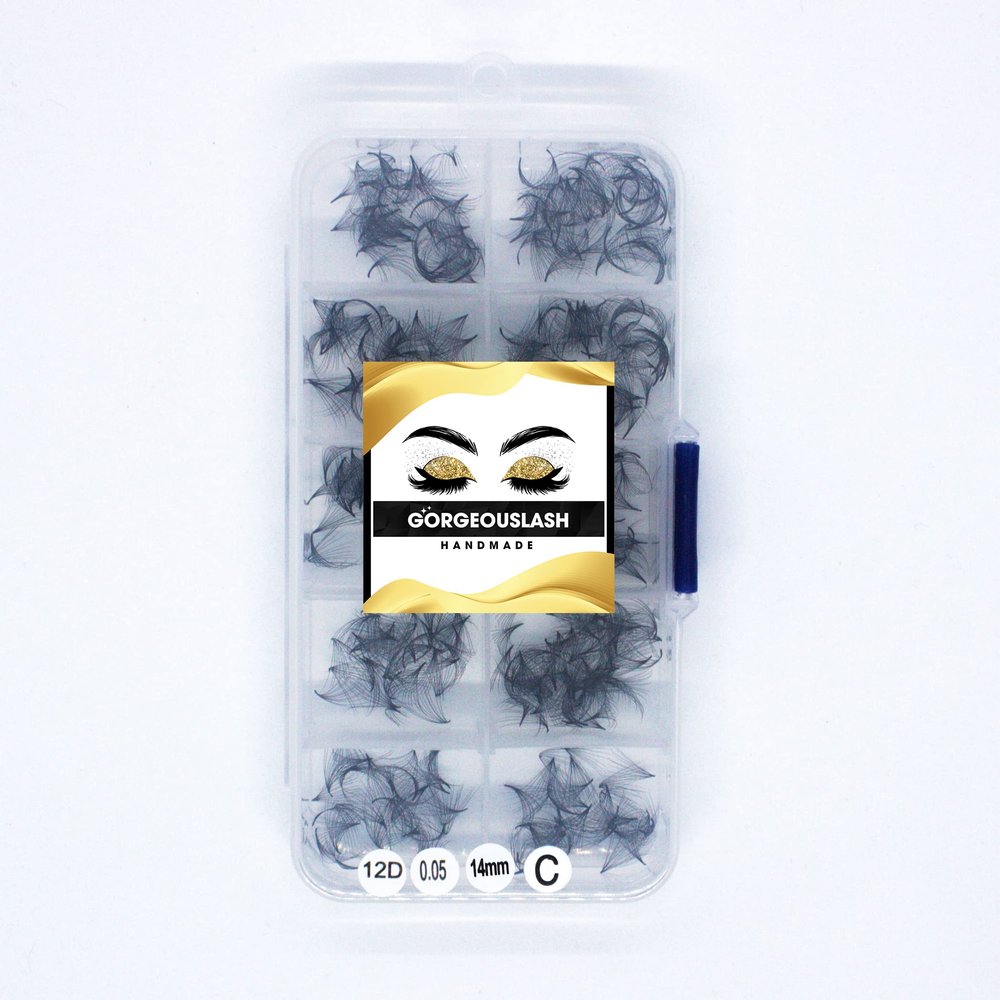 12D Lashes, 1000 Premade Loose Lash Fans. Eyelash Extension. Handmade. (12D 0.05 - C Curl, 14mm)