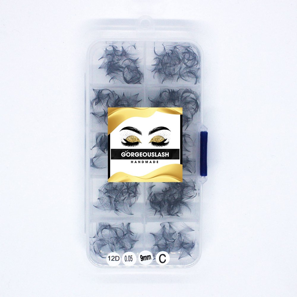 12D Lashes, 1000 Premade Loose Lash Fans. Eyelash Extension. Handmade. (12D 0.05 - C Curl, 09mm)