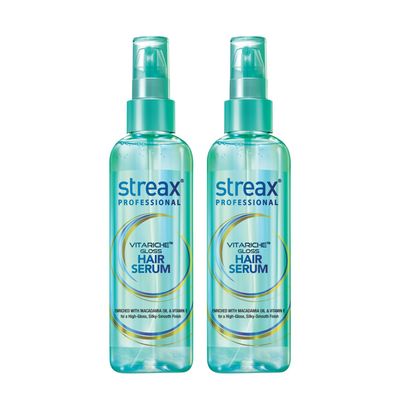 Streax Professional Vitariche Gloss Hair Serum For Women & Men | Enriched With Macadamia Oil and Vitamin E, 115 ml Pack Of 2