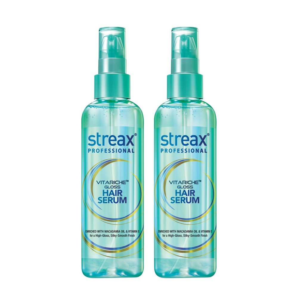 Streax Professional Vitariche Gloss Hair Serum For Women & Men | Enriched With Macadamia Oil and Vitamin E, 115 ml Pack Of 2