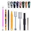 QIMYAR 8-Piece Nail Art Tool Set - Double-Head Flower Design Magnet Pens for 3D Magnetic Cat Eye Gel Polish view 1