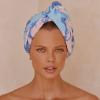 Louvelle Stylish Riva Luxury Hair Towel Wrap Turban Style Reusable, Anti Frizz, Super Absorbent for All Hair Typesi (Bluebird Days) view 2