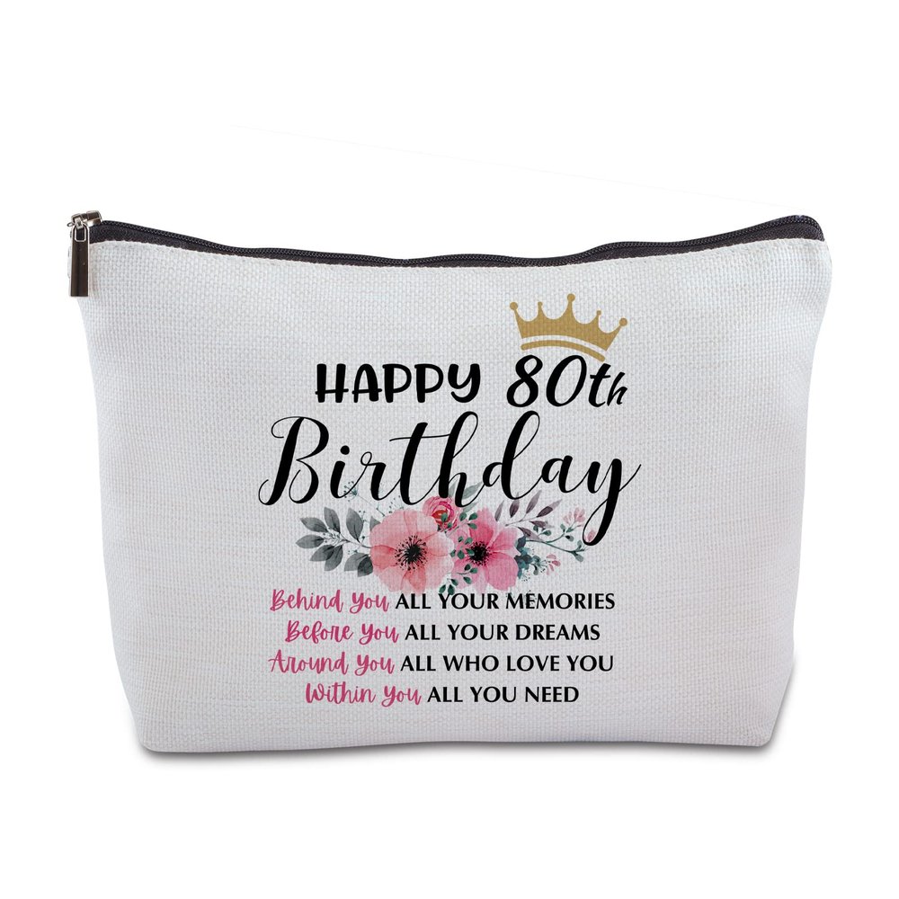 80th Birthday Gifts for Women Zipper Travel Makeup Bag Best Gifts for 80 Year Old Woman Birthday Gifts for 80 Year Old Woman Grandma Mom Friends