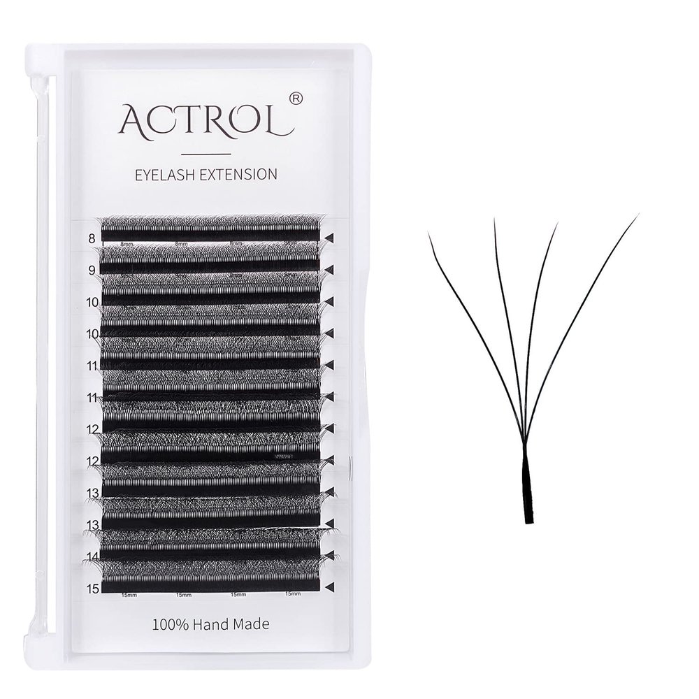 W Eyelash Extensions 4D Volume 0.07C Curl 8-15mm Easy Fan W-shaped Lash Premades Cluster Black W Lash