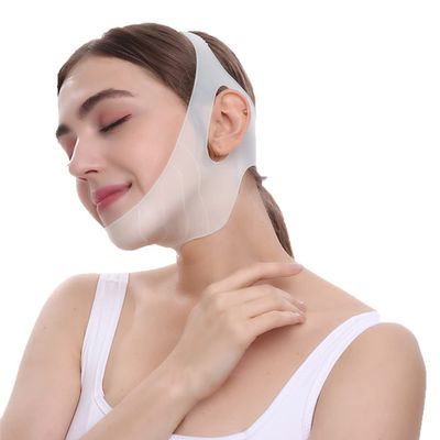 cn herb Silicone Lifting and Tightening Massage V Face Mask Sleep V Face Artifact Thin Face Line Sculpture Face Bandage (White)