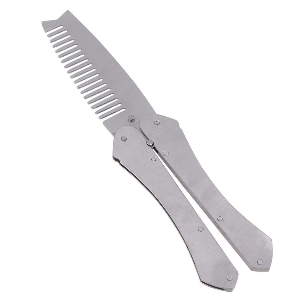 Beavorty Men's Folding Beard Comb Stainless Steel Static Design for Grooming Styling Portable Lightweight and Broken-resistant Tool for Home and Salon Use