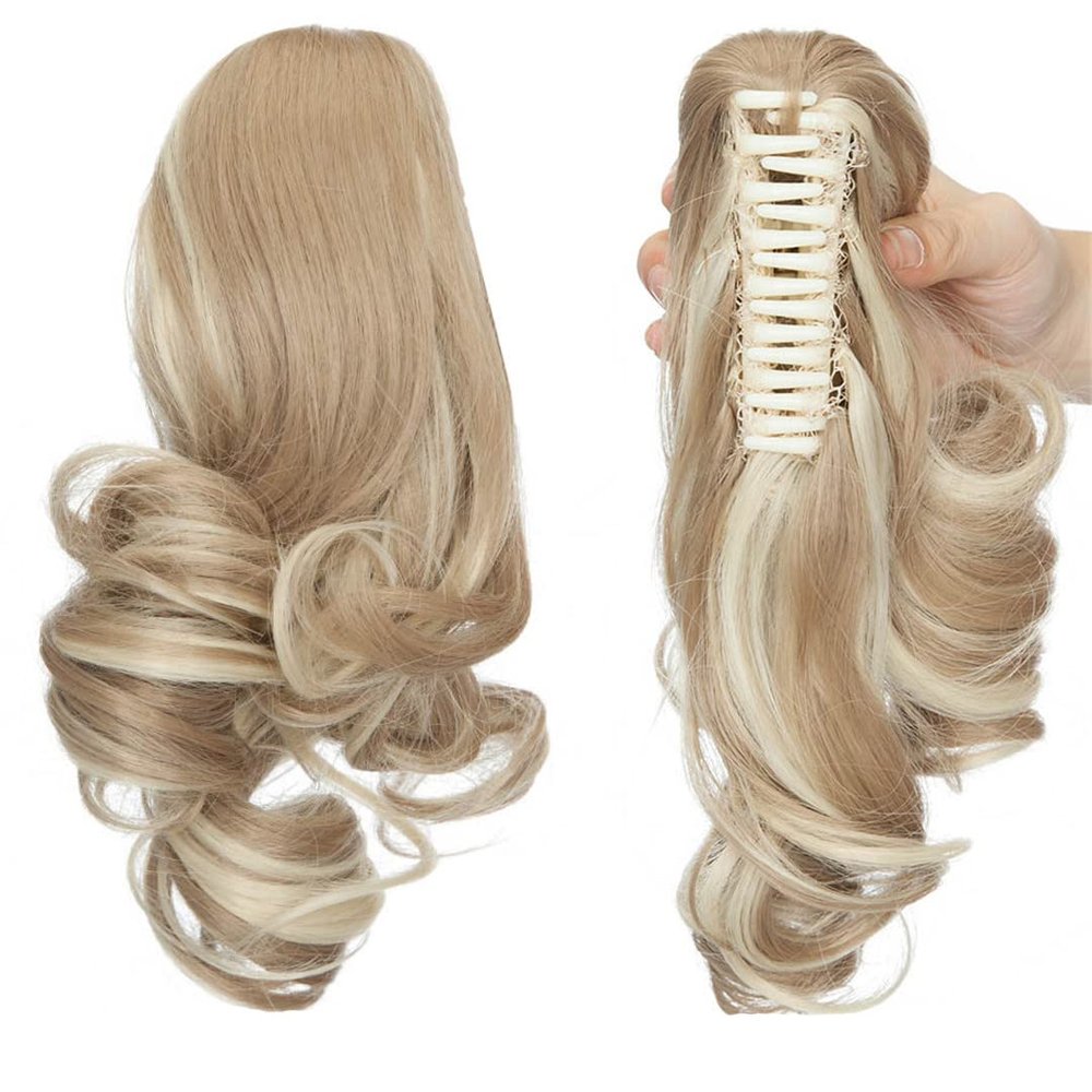 12" Short Wavy Ponytail Hair Extensions Claw Clip On Ponytail Hair Extension Synthetic Ponytail Extension Hair For Women 16p613 12inch