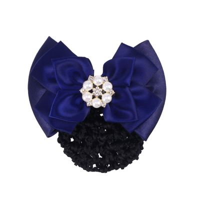 KALLORY Flight Attendant Hair Bow and Elegant Elastic Hair Clip for Office and Parties Comfortable Mesh Bun Holder for Women