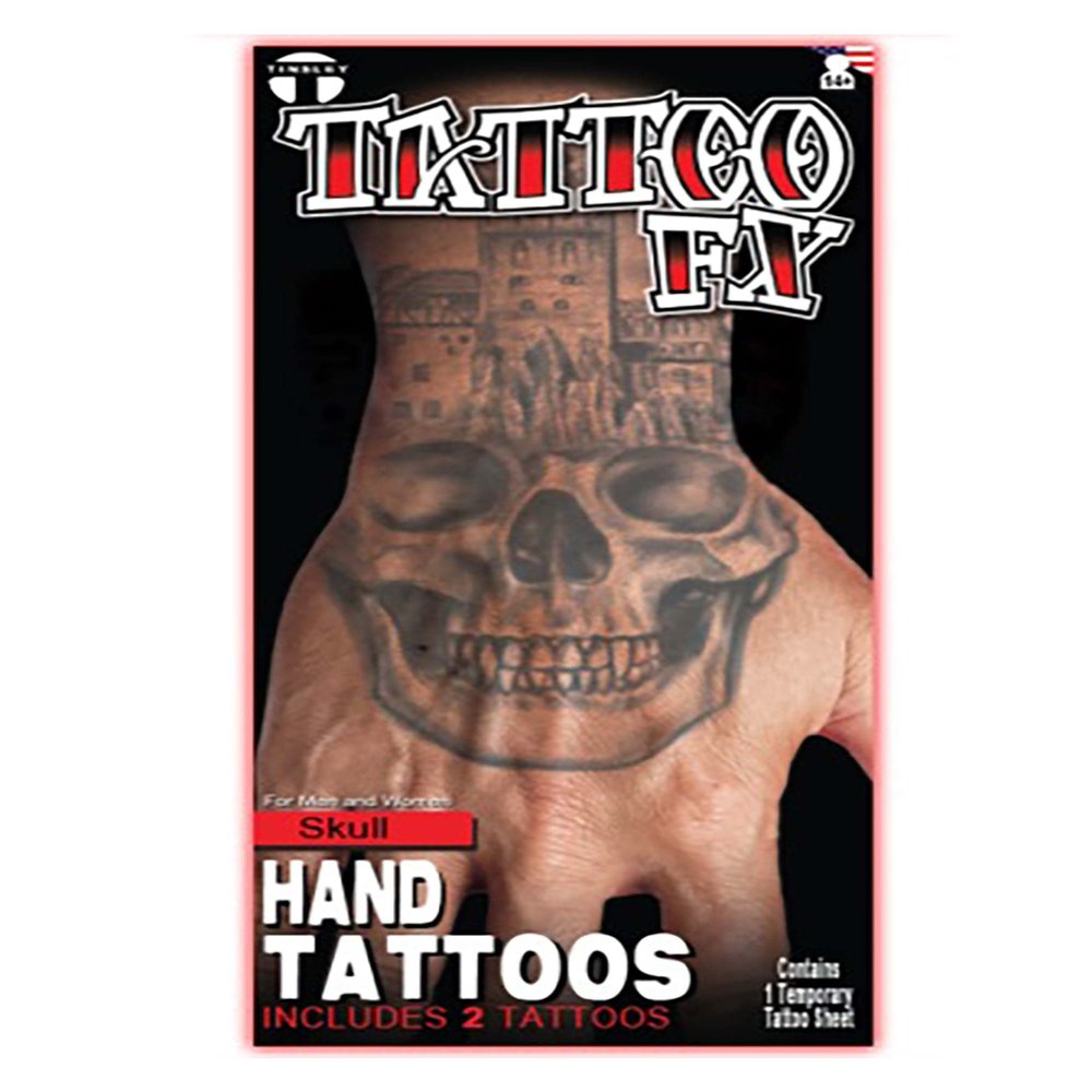 Tinsley Transfers Skull Hand Fake Tattoo FX Standard