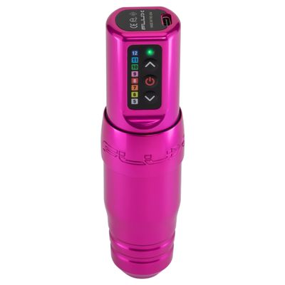 Microbeau - Flux S Wireless Tattoo Machine with 1 PowerBolt 4.0mm Stroke - Bubblegum - Wireless Tattoo Machine Pen for Microblading Lips, Eyeliner & More