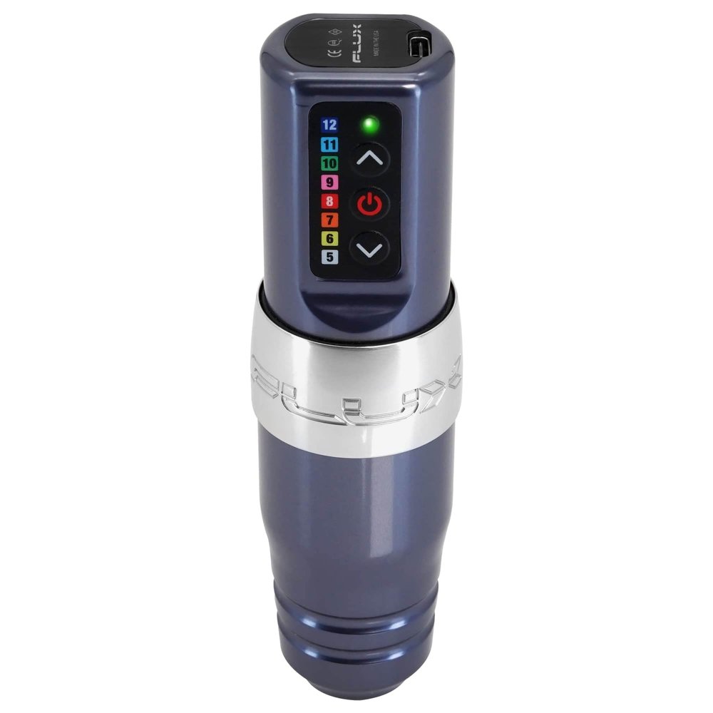 Microbeau - Flux S Wireless Tattoo Machine with 1 PowerBolt - Gunmetal - Machine Tattoo Pen for Microblading Lips & Eyeliner, Includes 1 Powerbolt Tattoo Battery Power Supply