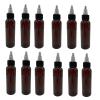 Natural Farms 2 oz Amber Cosmo Plastic Bottles -12 Pack Empty Bottle Refillable - BPA Free - Essential Oils - Aromatherapy | Black/Natural Twist Top Cap - Made in the USA view 1
