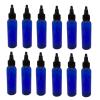 Natural Farms 2 oz Blue Cosmo Plastic Bottles -12 Pack Empty Bottle Refillable - BPA Free - Essential Oils - Aromatherapy | Black Twist Top Cap - Made in the USA view 1